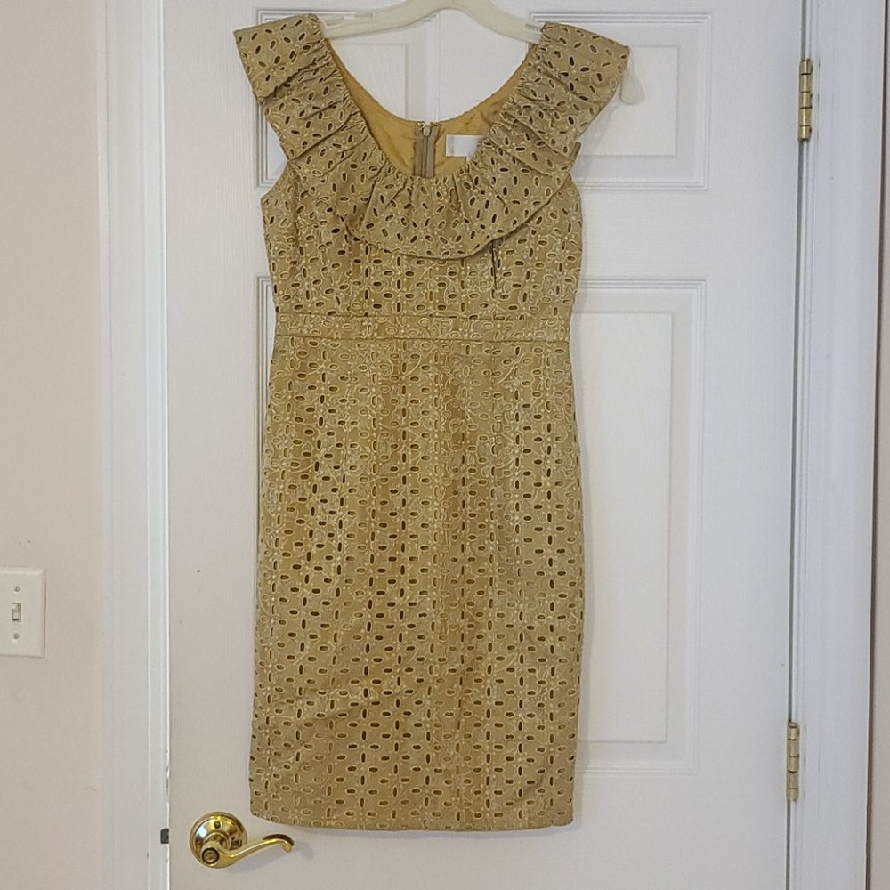 Mikael Aghal Gold Formal Dress Size 4